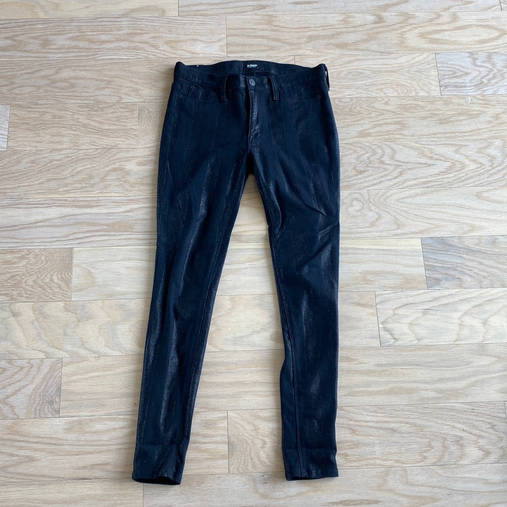 Hudson Skinny Jeans Midrise size 28 black with shimmery stripes